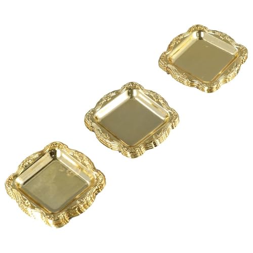 10 platos cuadrados de plástico, mini bandejas para tartas, fiestas, aperitivos, dulces, postres, bandeja de almacenamiento de joyas (dorado)