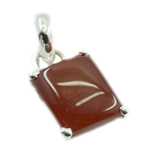 Pendentif Rouge Onyx Contre le Stress - Collier Argent Chakra Rectangle - 2