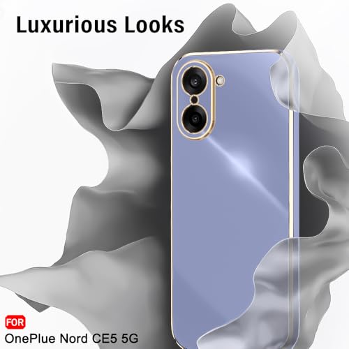 Image of TheGiftKart Luxurious Golden-Plated Back Cover Case for OnePlus Nord CE 5 5G | Raised Lips for Camera & Screen Protection | Shockproof Design | Stylish Cover for OnePlus Nord CE5 (TPU, Greyish Blue)