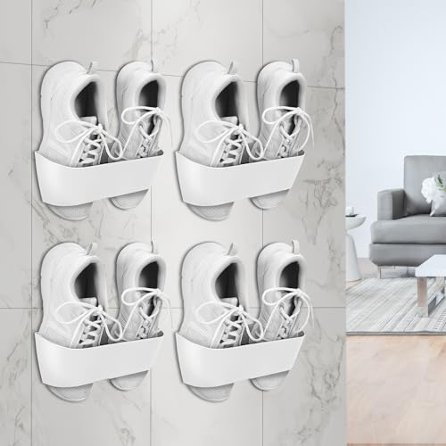 BTBHIHO Wall Mounted Shoe Storage Rack 4PCS Black Space Savi