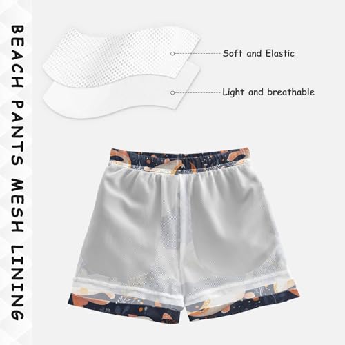 Pigsaly Boys' Swim Board Shorts Floral Cute Pink Fish Boy's Swim Trunks Kids Swimwear 4T4