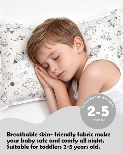 Image of ALVABABY Toddler Pillowcases 2 Pack Organic Cotton Fit 13 inchx 18 inch or 12 inchx16 inch Kids Pillow Cover Envelope for Girl Boy Travel 2TPW46A