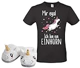Das fantastische Einhorn Set: Pantoffeln plus T-Shirt (Rundhals)