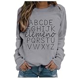 Sudadera genérica para mujer, sudadera informal, moda impresa de letra, sudadera sin capucha, suéter para mujer, cuello redondo, sudadera holgada, informal, suéter, otoño, top femenino, chic y