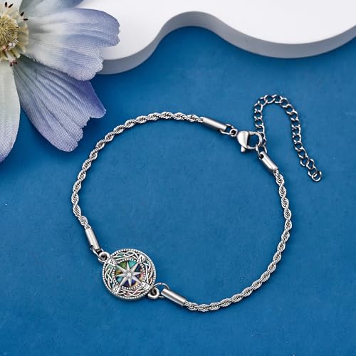 Tree of Life/Compass Bracelet 925 Sterling Silver Jewelry With Abalone Compass Gift for Women Men2