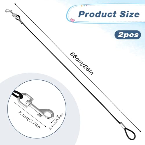 image for KALIONE 2 Pack Chew Proof Dog Leash Extension Metal Cable Lead, Heavy 