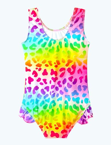 Image of Snowheart Girls Bathing Suit Toddler Swimsuit Girl Hawaiian Floral Ruffle One-Piece Breathable Swimwear 4-10T