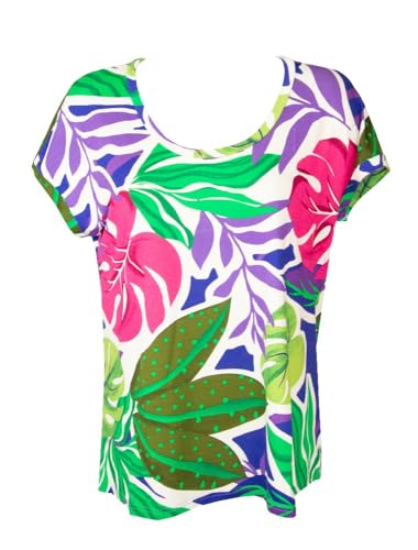 Pull femme RAGNO col rond manches tombantes, t-shirt en viscose fluide de style décontracté.