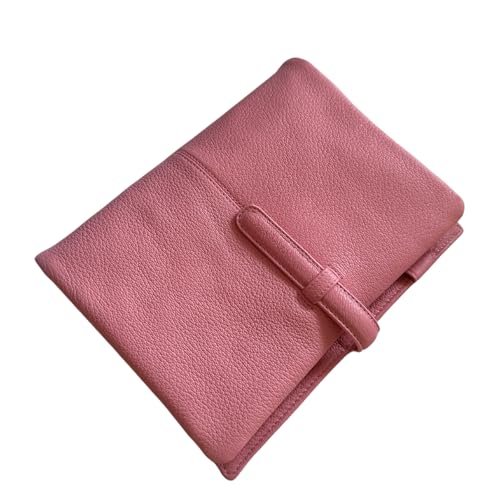 Agenda A5 en cuir de chèvre véritable rose avec grands anneaux 30mm chic