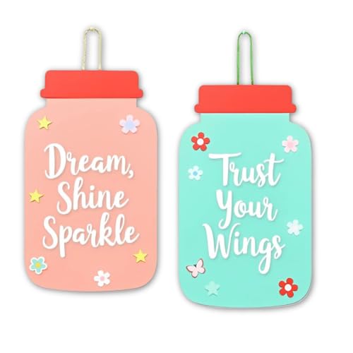 Image of GiftOday Dream Shine Sparkle Wall Hanging | Multicolor Wooden Art | Size 7.5 x 12 Inch | Decorative Masterpiece for Living Room, Kitchen Decor, Bedroom | Home Decor and Gift Idea | Set of 2