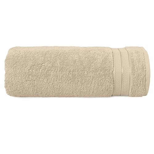 Image of Elegant Comfort Three Line Popcorn Towel Set for Bathroom 35 x 70 inches, Premium Hotel Quality 1-Pack Jumbo Towels, 100% Turkish Cotton, Soft and Durable, Quick Dry and Highly Absorbent, Ivory