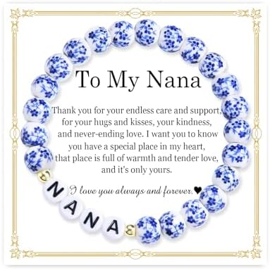 JONAKO Nana Birthday Gifts, Nana Gifts Mothers Day Presents Gifts for Nana Bracelet, Christmas Anniversary Mother's Day Ceramic Bracelet Jewellery Birthday Presents for Women