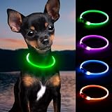 Bpawser 犬LED首輪 USB充電式 サイズ調節可能 軽量 犬猫用 夜間散歩用 小型犬 40 CM (グリーン)