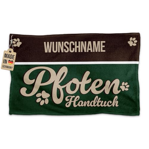 Print Royal PR Personalisiertes Hundehandtuch mit Name selbst gestalten - Pfotenhandtuch - Pfotentuch f&uuml;r Hunde, Haustier-Handtuch | Fotohandtuch, 50 x 30 cm gr&uuml;n