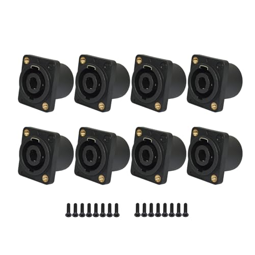 Howonder speakon Connector,Speaker Jack Twist Lock 4 Pole Square (Rectangle),Compatible with Speakon NL4MP, NL4MPR, NL4FC, NL4FX, NLT4X, NL4 (8 Packs Black)