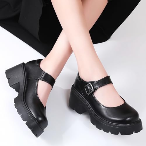 Mary Jane Shoes Women Platform Mary Janes for Women Round Toe Chunky Heels Women's Pumps Fashion Classic Comfortable Dressy Business Casual Shoes Dress Shoes4