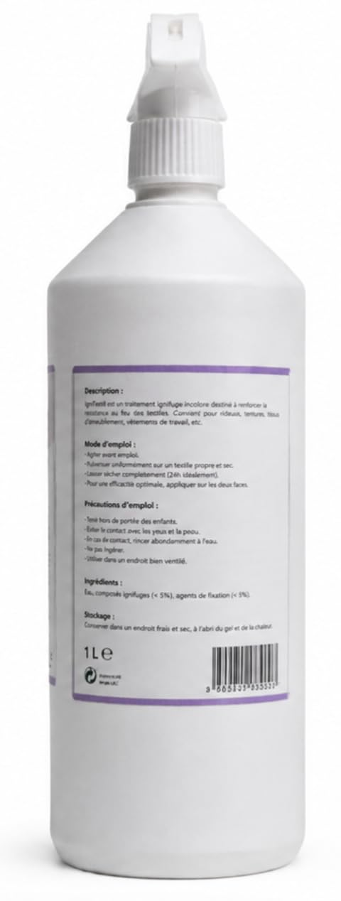 Spray Ignifuge Textile M1 Antifeu Tissu 1L | Traitement Ignifugation Tissus & Rideaux, Prêt à l'Emploi, À Pulvériser, Fabrication Française