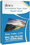 Uinkit Thin Présentation Pape Matte Double Sided 100 Feuilles 11x17 130Gsm 6.5 Hommes A3 Taille de l'imprimante à jet d'encre Dye A103