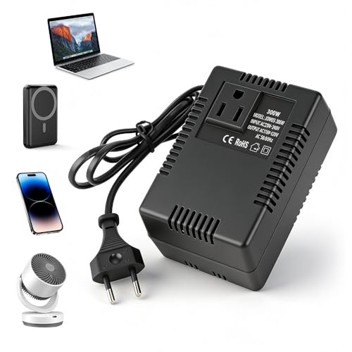 Wxeadu Convertidor de Voltaje 220V a 110V 300W, Convertidor de Transformador de Voltaje, Transformador Adaptador Reductor de Voltaje Adaptador Corriente de Viajetransformador Converter (Eu Plug)