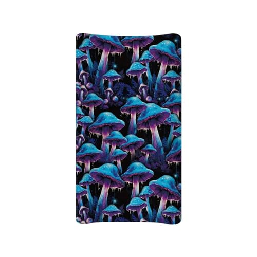 Image of Murshroom Trippy Baby Changing Pad Cover Infant Newborn Diaper Table Change Mat Sheet Cover Cattle Floral Changing Table Covers for Boys Girls