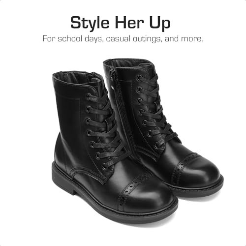 DREAM PAIRS Girls Boys Combat Ankle Boots Side Zipper Shoes with Lace Up for Toddler/Little Kid/Big Kid3