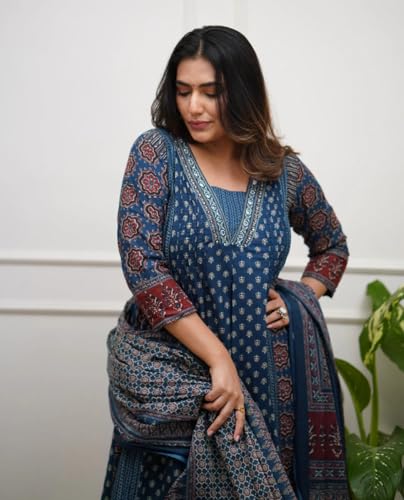 Image of KLOSIA Women Printed Anarkali Kurta and Pant Set with Dupatta