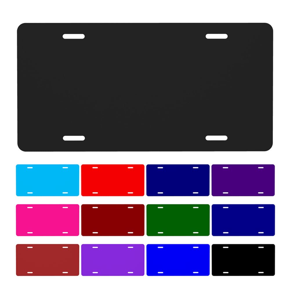 Custom License Plates for Front of Car Personalized with Photo Text Logo Name Decorative License Plate Car Tag Customized License Plate Covers 6x12inch, 1PCS - Blank Black