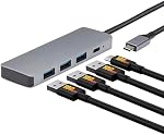 Amazon Basics USB 3.2/3.1 Gen 2 Hub Dock, 10Gbps, USB-C to 1xUSB-C / 3xUSB-A Works with Windows/Mac