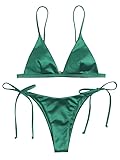 ZAFUL Frauen sexy Krawatte Schultern gerippten Bikini Set gepolsterte Riemen Dreieck Badeanzug