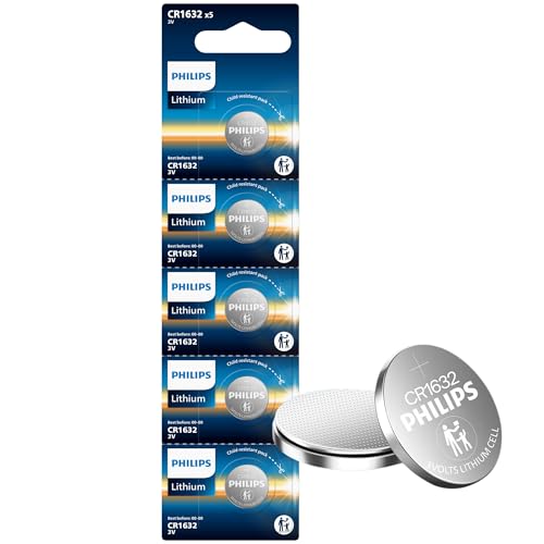 Philips CR1632 Batteries 5 Pack, CR 1632 Batteries Lithium 3v | Up to 