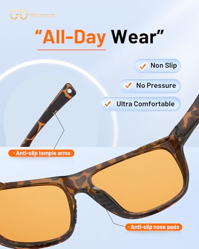 Image of Bloomoak-99% Blue Light Blocking Glasses - Gaming Glasses - Anti Glare - Anti Fatigue -Suitable for Screens, Games, TVs