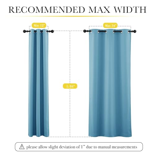 Image of NICETOWN 100% Blackout Curtains 84 inches Long, Pair of Energy Smart & Noise Blocking Out Drapes for Baby Room Window, Thermal Insulated Guest Room Lined Window Dressing, Blue, W42 x L84