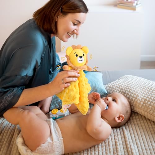 Image of Lion Security Blankets for Babies,Lion Baby Security Blanket for Newborn Infant Toddler,Soft Baby Snuggle Toy Stuffed Animal Gifts for Kids Girls Boys,Yellow Lion Loveys for Babies,12in