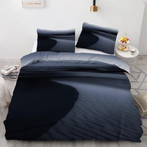 Parure de lit desert 200x200 microfibre douce avec fermeture eclair grise