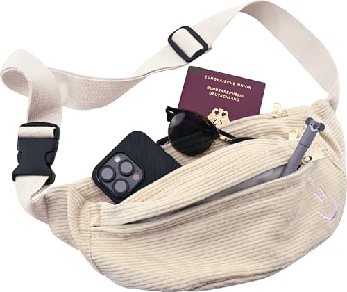 EBERHARD FABER 577672 - Bauchtasche Cord beige, Gürteltasche mit...