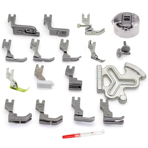 Kit de pied presseur pour machine à coudre industrielle, ensemble de 19 pièces, compatible avec Singer 188K 181D 195K 196K, JUKI DDL-5550 DDL-5600 DDL-8300...