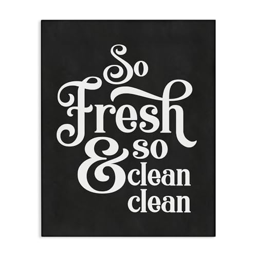 Stupell Industries So Fresh So Clean Laundry Phrase Vintage Typography, Designed by Lettered and Lined Canvas Wall Art, Grey -  ae-986_cn_16x20