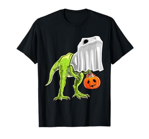 Halloween T Rex Dinosaur Ghost Trick or Treat Gift for Kids T-Shirt