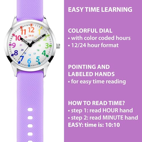 Image of Kids Analog Watch, Learning Watch for Kids 8-12, Waterproof Time Teacher Watches for Boys Ages 5-7 6-8, Easy to Read Educational Girls Watches Ages 8-12, Great Gift Boys Girls Year 4-12 Old Waterproof