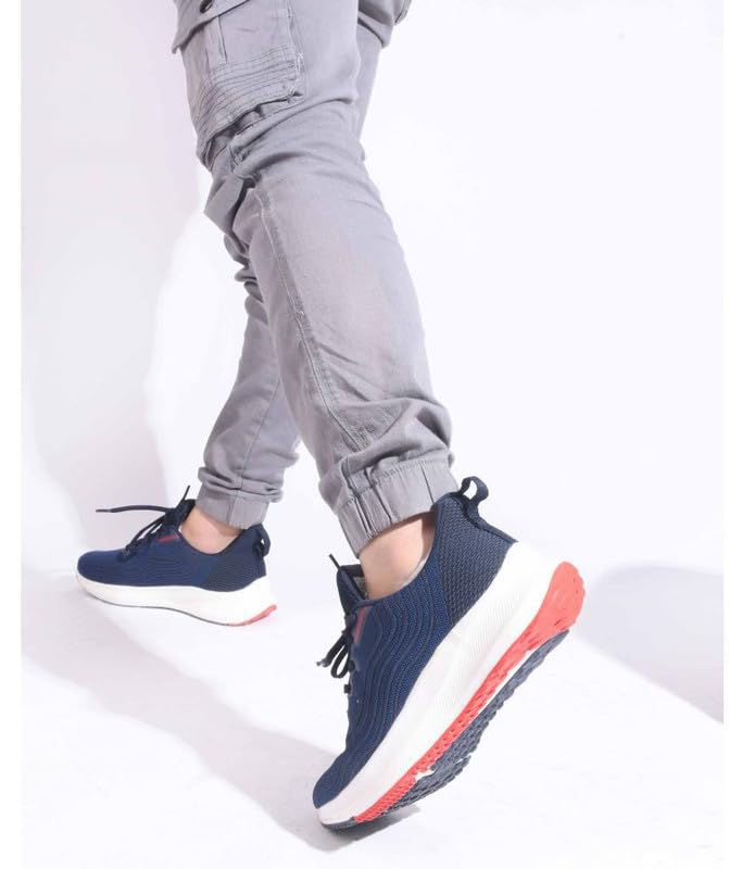 Image of Lakhani aashirwad Men's Sports Shoes | Lightweight Breathable Running Shoes for Men | Flynet Upper, Phylon Sole | Flexible, Comfortable Lace-Up Athletic Shoes
