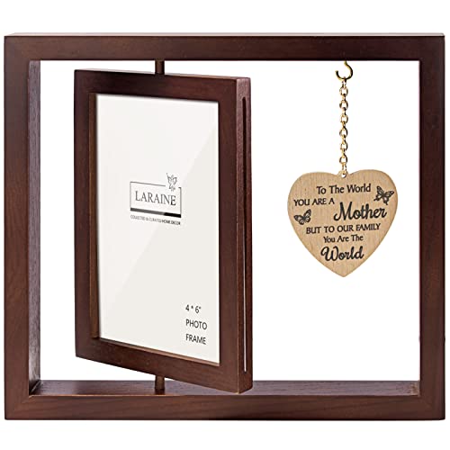 Laraine Home Picture Photo Frame 4X6 Rotating Floating Design Wood Mothers Day Gifts For Mom Grandma Aunt Birthday (Walnut, Mother) #TOP3