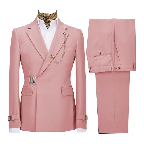 Men's 2 Piece Suit with Metal Clasp Formal Business Prom Slim Fit Suit Tuxedo Suits 1 Button Tuxedo Blazer & Pant2