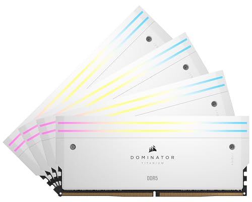 CORSAIR DOMINATOR TITANIUM RGB DDR5 RAM 64GB (4x16GB) Bis zu 6000MHz CL36 Intel XMP 3.0 Desktop-Arbeitsspeicher – Weiß (CMP64GX5M4B6000C36W)