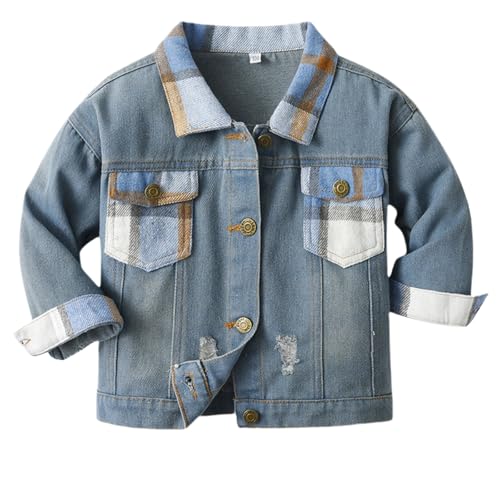 Girl Denim Jackets Kids Girls Boys Flower Print Jean Jackets Classic Basic Button Down Coat Girls Outwear for 0-7 Years