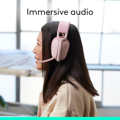 Image of Logitech Zone Vibe 100 Lightweight Wireless Over Ear Headphones with Noise Canceling Microphone, Advanced Multipoint Bluetooth Headset, Works with Teams, Google Meet, Zoom, Mac /PC - Rose