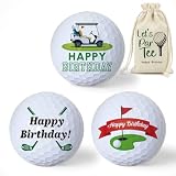 Gffeeoollallbb Golf Birthday Gifts for Men, 3 Pcs Birthday Golf Balls for Golfers Dad Grandpa Husband Friends, Novelty Birthday Golfing Gift