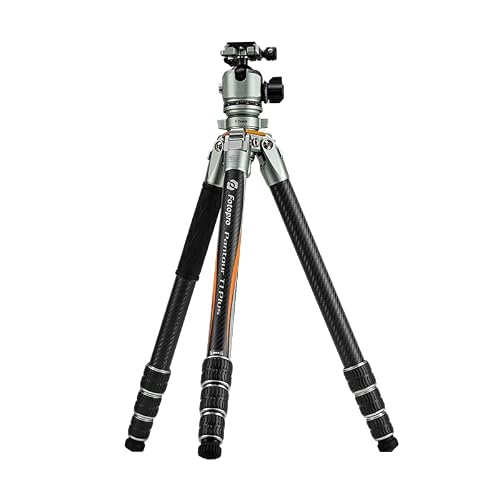 Fotopro 60 tum resekamerastativ, kolfiberstativ med 44 mm kulhuvud med låg profil, slitstarkt skålstativ för DSLR-kamera, videokamera, max belastning 20 kg, T1 Plus