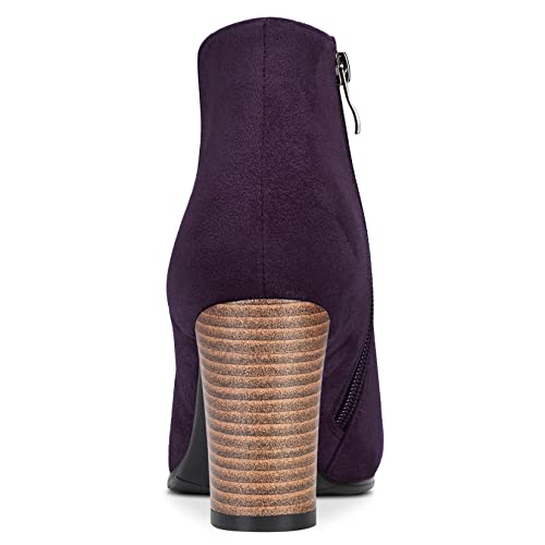 DearOnly Womens Short Bootie Ankle Boots Pointed Toe Block Chunky High Heel Suede Dress Shoes Vintage Classic Zipper 3 Inch4