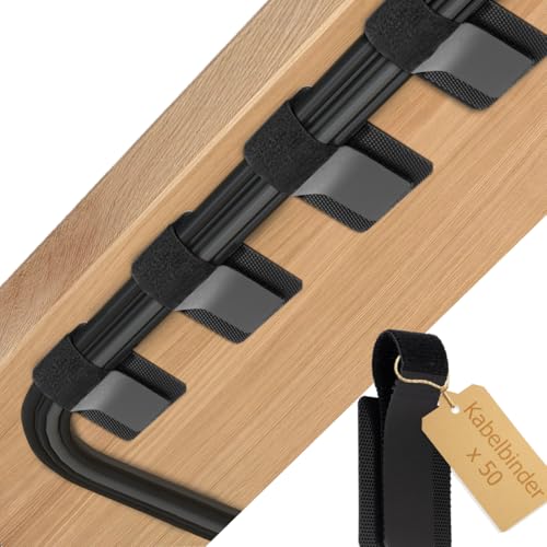 BESPOTCL 50 Stück Kabelmanagement Schreibtisch, Selbstklebende Kabelhalter, Verstellbare Klettband Kabelbinder, Wiederverwendbare Kabelclips, Ultra-Haftung Kabelorganizer für Büro, Zuhause, Elektronik