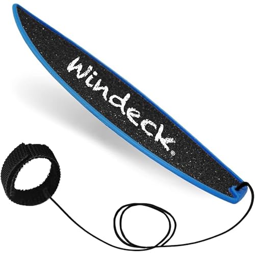 Windeck Finger Surfboard &ndash; Blue Bomber Mini Hand Surf with Grip Tape & Leash | Finger Board for...